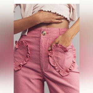 💗 Anthropologie Maeve Colette Heart Pocket Pants 33 waist by 29 inseam NWT